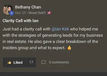 Bethany Chan's Skool post: Clarity Call with Ian