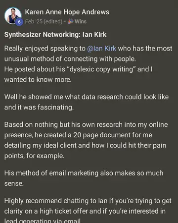 Karen Anne Hope Andrews's Skool post: Synthesizer Networking: Ian Kirk