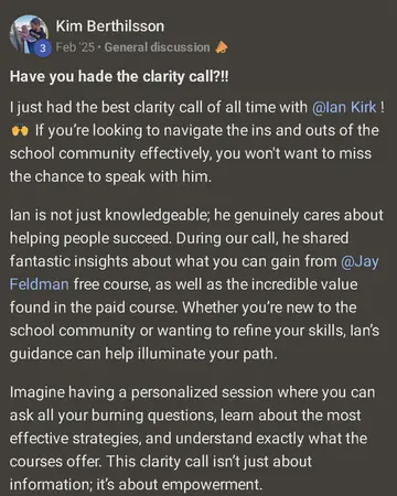 Kim Berthilsson's Skool post: Have you hade the clarity call?!!