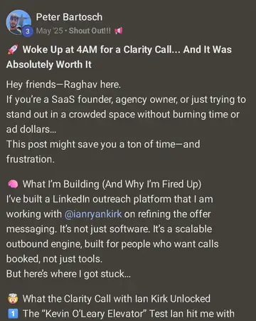Peter Bartosch's Skool post: Woke Up at 4AM for a Clarity Call... And It Was Absolutely Worth It